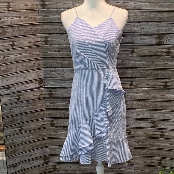 Rare Editions Other - RARE EDITIONS Blue & White Seersucker Spaghetti Strap Sun Dress